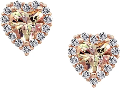 Miniatura 2 de Tienda Essentials Aretes de plata de ley chapados en oro rosa para mujer, con circonitas cúbicas infinitas y circonitas cúbicas