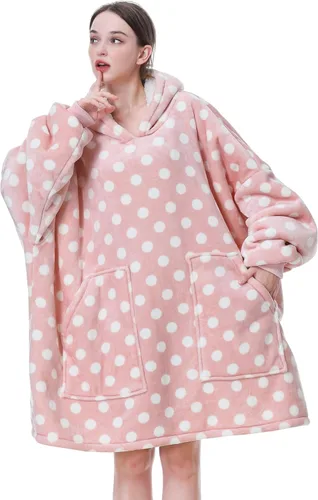 Miniatura 32 de Aemicion - Manta con capucha tipo sudadera tamaño grande, vellón Sherpa con mangas y bolsillo, unisex para adultos, ideal para hogar, oficina