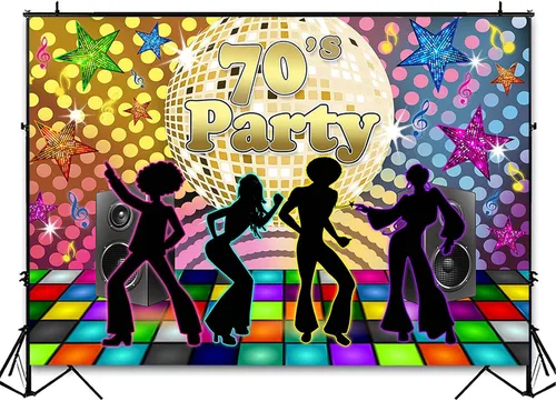 Miniatura 3 de Avezano Fondo de fiesta de regreso a los años 70 para adultos, decoraciones de fiesta de discoteca, bola de discoteca retro de los años 70, Let's