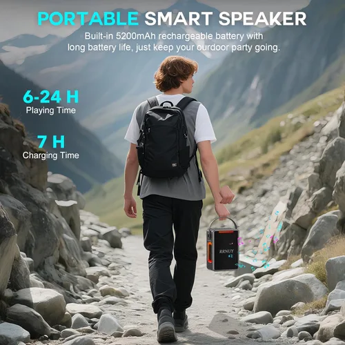 Miniatura 7 de Altavoz Bluetooth portátil de 60 W IPX6 impermeable altavoces inalámbricos con graves profundos, emparejamiento TWS, sonido estéreo DSP, luz LED