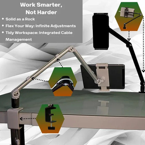 Miniatura 2 de Soporte para monitor portátil de 16 pulgadas, soporte de aluminio resistente con ajuste de ángulo infinito, gestión de cables integrada, compatible