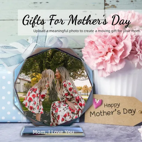 Miniatura 2 de Foto de cristal personalizada, regalos personalizados para el día de la madre, cumpleaños, boda, imágenes y texto personalizables, fotos de vidrio