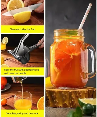 Miniatura 3 de Exprimidor de limón de acero inoxidable, exprimidor de mano desmontable, exprimidor de naranja, manual de prensa de jugo para naranja limón lima