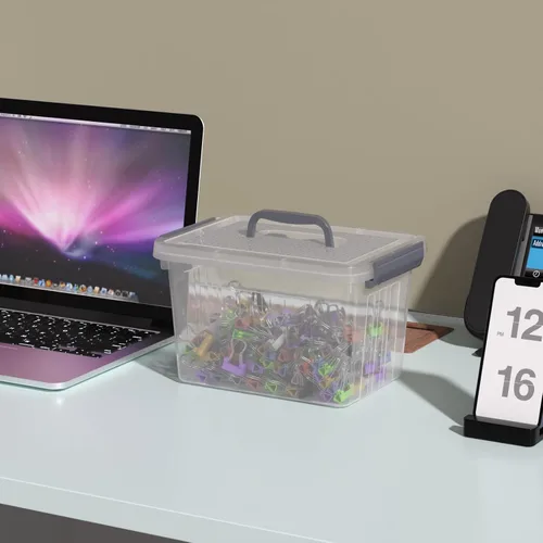 Miniatura 5 de Contenedores pequeños de 6 cuartos de galón con tapas, caja de almacenamiento de plástico transparente con asa, 6 paquetes