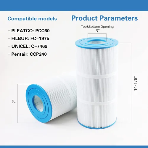 Miniatura 2 de El cartucho de filtro de piscina PCC60 reemplaza a Pentair CCP240, compatible con Unicel C-7469, Pleatco PCC60, Filbur FC-1975, 178569, R173572, 4 x