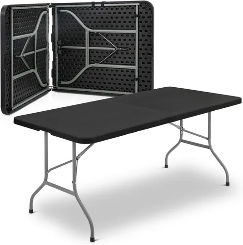 Miniatura 11 de Magshion Mesa plegable de plástico de 6 pies con asa para interiores y exteriores, mesa plegable de 6 pies para eventos de fiesta, color gris