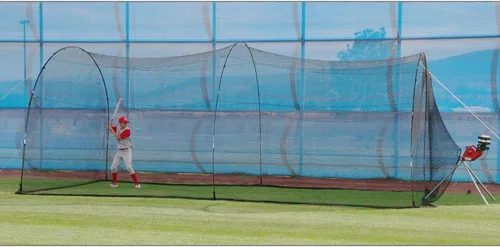 Heater Sports PowerAlley - Red de jaula y marco de bateo de béisbol y softball, con arnés de máquina lanzadora incorporado por seguridad (máquina NO