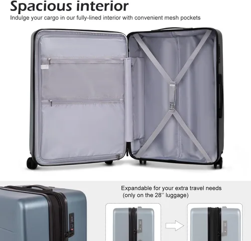 Miniatura 5 de COOLIFE Maleta de equipaje conjunto de ABS+policarbonato Spinner Trolley con bolsillo, compartimento. Bolsa para fin de semana.