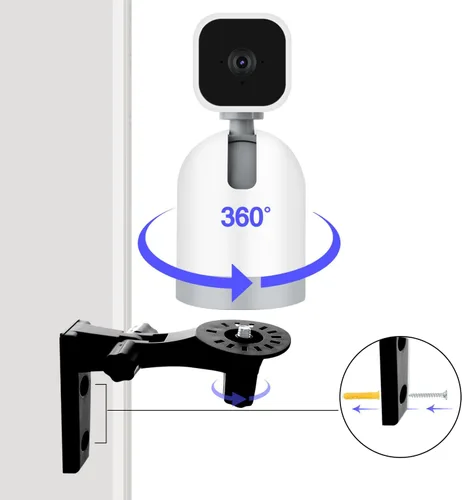 Miniatura 2 de Soporte de pared ajustable compatible con WYZE Cam Pan V3/V4/V2 Blink Mini cámara panorámica, rotación de ángulos de 180 grados para pared