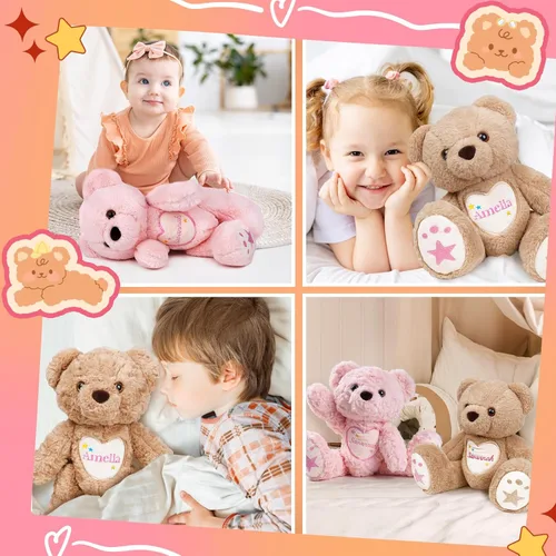 Miniatura 3 de Oso de peluche personalizado con nombre bordado, oso de peluche personalizado, juguetes de oso de peluche personalizados para bebé, regalos