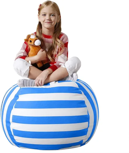 Miniatura 42 de Aubliss Puf de Almacenamiento de Animales de Peluche, Silla Puf de Unicornio, Stuff 'n Sit para Niños, Mediano 32" - Lona Unicornio Azul Azul