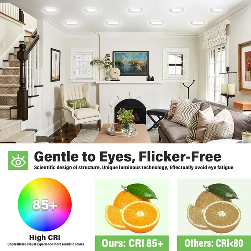 Miniatura 6 de Luces de Techo LED Certificadas ETL de 7 pulgadas Regulables Ultra-Delgadas Redondas Montaje al Ras 2700K/3000K/3500K/4000K/5000K Luminarias