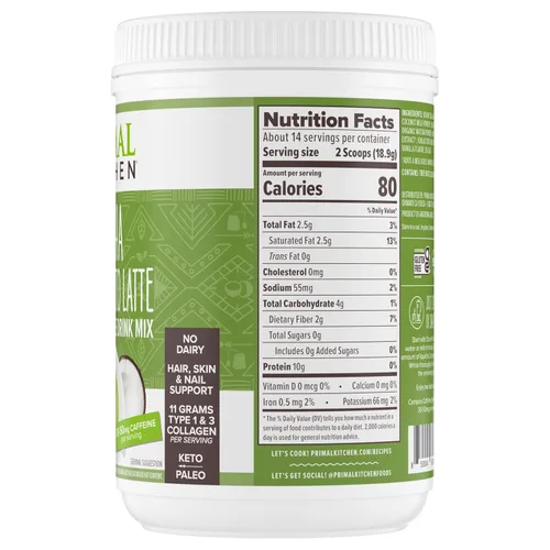 Miniatura 8 de Primal Kitchen Matcha Colágeno Keto Latte en Polvo, Péptidos de Colágeno Sin Azúcar, 9.33 Onzas