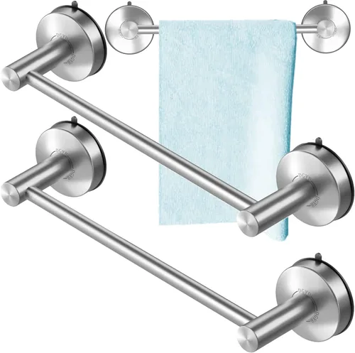 Miniatura 8 de DGYB Barra de Toalla con Ventosa para Baño 17 Pulgadas Soporte de Toalla Negro Mate Toallero de Acero Inoxidable Premium para Cocina Montado