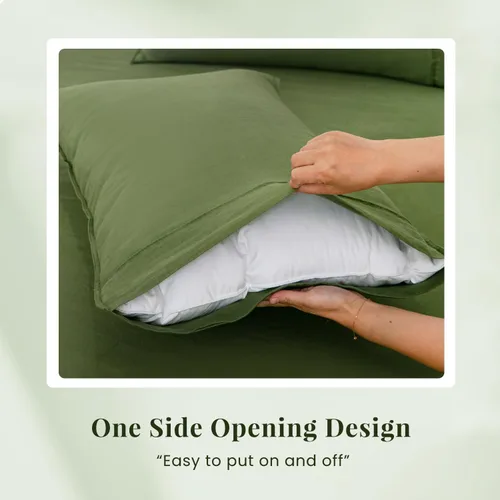 Miniatura 3 de S VICTORY SYMBOL Juego de 2 fundas de almohada de lino 100% orgánico de 20 x 30 pulgadas, lino natural francés suave y duradero, color verde enebro