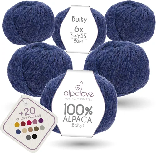 Miniatura 10 de Set de Lana Abultada (6 x 50 g) Súper Suave de Alpaca Bebé para Tejer Antracita 300 Metros