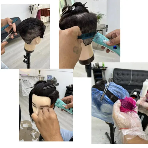 Miniatura 2 de Cabeza de maniquí masculina con 100% cabello humano corte de pelo cabeza de entrenamiento con cabello grueso, cabeza de maniquí para peluquería