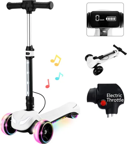 Miniatura 10 de Patinete eléctrico de 24V para niños con motor potente de 150W, acelerador de pulgar, pantalla LCD, Bluetooth, luz en el manillar, plataforma