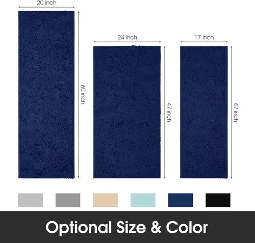 Miniatura 2 de HOMEIDEAS Alfombra de baño azul marino de 20 x 60 pulgadas, ultra suave y absorbente, antideslizante, alfombra de baño larga, felpa de felpilla