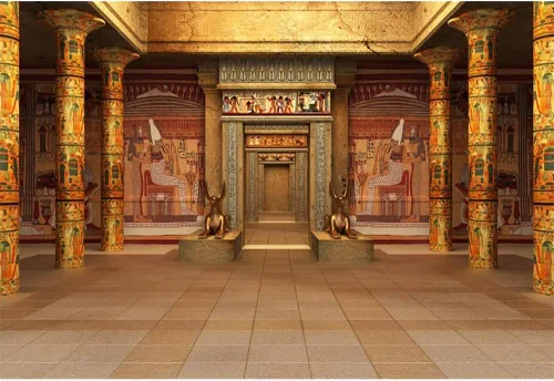AOFOTO Telón de fondo hipóstico del templo egipcio de 5 x 3 pies, diseño de arqueología, palacio dorado del Egipto con mural de pared jeroglífico,