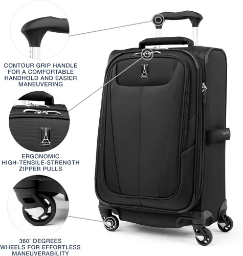 Miniatura 203 de Travelpro Maxlite 5 - Juego de 2 piezas de equipaje de mano de tela, expandibles con 4 ruedas giratorias, bolso blando para debajo del asiento, Negro