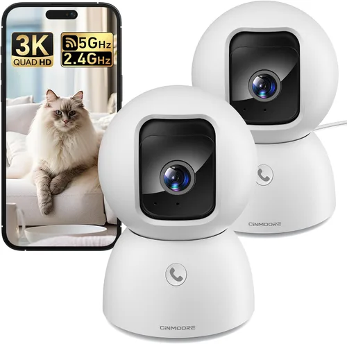 Miniatura 10 de Cámara para mascotas 5G para interiores con aplicación de teléfono, cámaras 3K para perros y gatos con altavoz, cámara de monitor de bebé WiFi