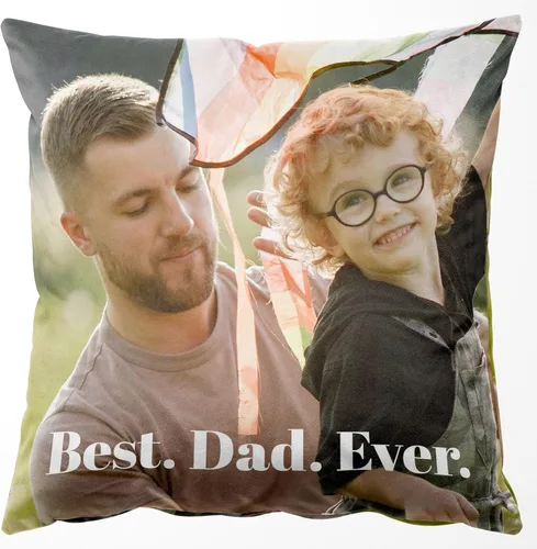 Easycosy Funda de almohada de terciopelo personalizada, 12 x 12 pulgadas, foto y texto personalizados, dos lados, regalo del día del padre (relleno