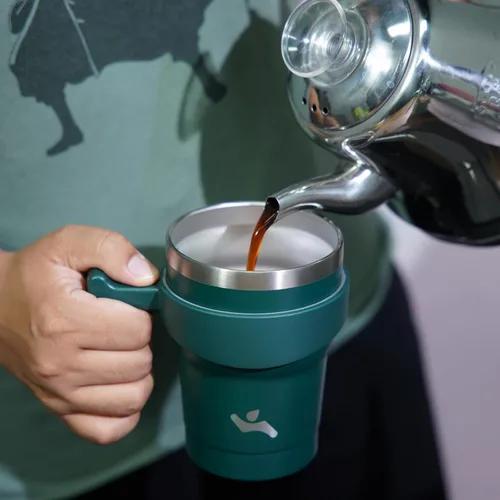 Miniatura 6 de Konokyo - Vaso de 10 onzas con asa y 2 popotes, 2 tapas, botella de agua aislada de acero inoxidable, taza de viaje reutilizable, color verde militar