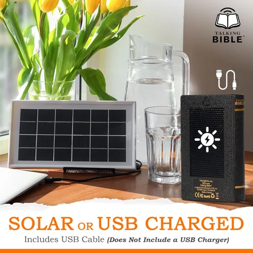 Miniatura 6 de Reproductor electrónico de audio de la Santa Biblia en inglés para personas mayores, niños y ciegos, alimentado por energía solar y recargable por