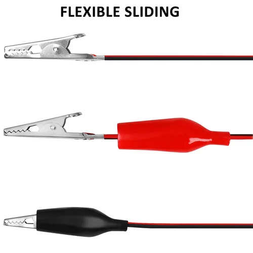 Miniatura 5 de 4 grupos de 1M de clips de cocodrilo eléctricos, cables de prueba aislados con clips de cocodrilo, cables de puente de doble extremo estampados