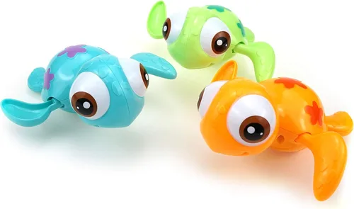 DUCKBOXX XX Juguete de baño de tortugas marinas de natación, sin batería, sin moho, juguete Montessori interactivo para niños de 18 meses (3 piezas)
