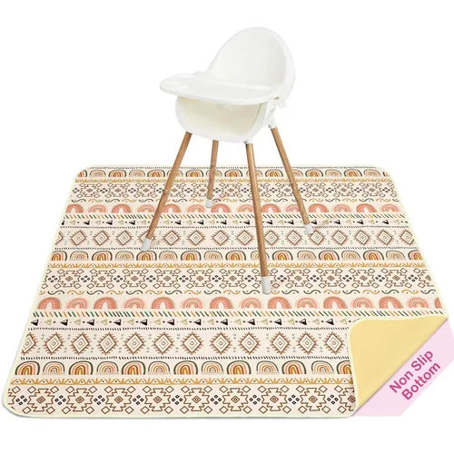 Miniatura 18 de Basumee Alfombrilla de salpicaduras para silla de bebé, impermeable, tapete de juego para debajo de la silla alta, tapete para atrapar alimentos