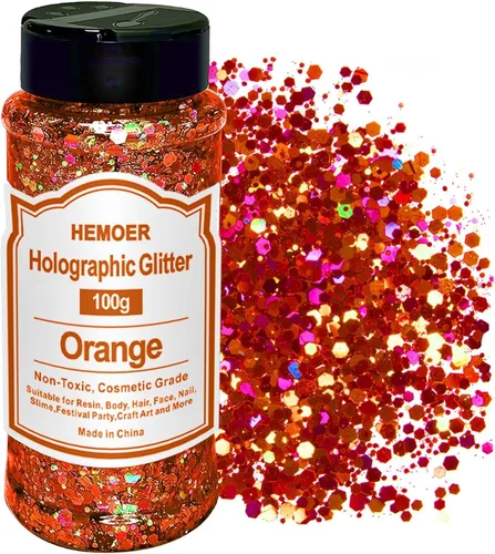 Miniatura 10 de HEMOER Purpurina Gruesa Holográfica, 12 Colores de Lentejuelas Brillantes, Conjunto de Purpurina de Poliéster Exclusivo Mixto para Resina Epoxi