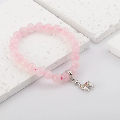 Miniatura 3 de Regalos de llama para mujer, pulsera sin llama, cuentas de ágata morada, colgante de llama, regalo de cumpleaños de llama, regalos de alpaca