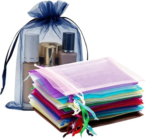 Miniatura 23 de Paquete de 50 bolsas de organza de regalo con cordón verde de 4 x 6 pulgadas para baby shower, Navidad, cumpleaños de bebé, recuerdo de fiesta