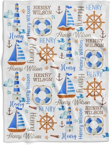 Manta de bebé náutica personalizada, manta de bebé de vida oceánica, manta de bebé océano, manta de bebé con tema oceánico, manta de bebé con Sueños
