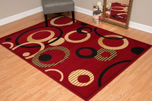 Miniatura 2 de United Weavers Dallas Hip Hop Runner - Alfombra roja de 2 x 8 pies, alfombra moderna para interiores con respaldo de yute, diseño geométrico