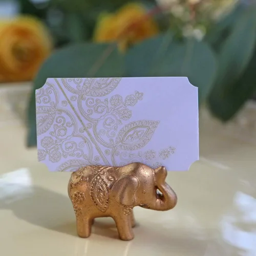 Miniatura 6 de Kate Aspen Lucky Golden Elephant - Portatarjetas de lugar, soportes para fotos, recuerdos de fiesta, decoraciones de boda india, tarjetas