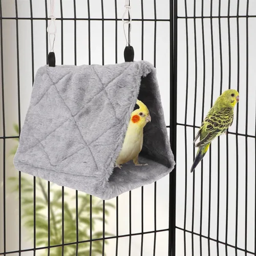 Miniatura 4 de Wontee Casa de nido de pájaros, cama cálida para pájaros, hamaca colgante, cabaña para periquitos, periquitos, Caique, Senegal, loros cuáqueros, Gris