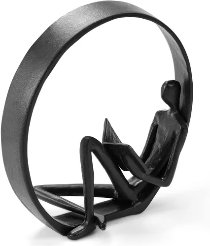 Miniatura 5 de Figuras y estatuas de lectura - Objetos de decoración de estanterías, lector de metal, escultura de hierro fundido, regalos para amantes