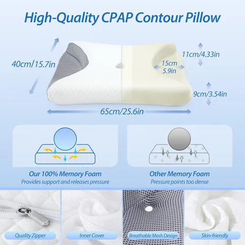Miniatura 4 de HOMCA Almohada CPAP para dormir de lado, almohadas nasales CPAP para todos los usuarios de máscaras CPAP para reducir las fugas de aire y la presión