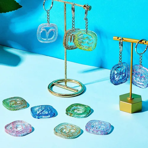 Miniatura 3 de 3 piezas de signos del zodiaco llaveros de resina moldes de silicona con agujero de constelación colgante de silicona epoxi resina UV molde