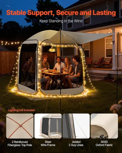 Miniatura 5 de VEVOR Tienda de campaña emergente con pantalla, 6 x 6 pies, carpa con pantalla de 6 lados para 4-6 personas con toldo extendido, toldo con pantalla