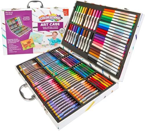Colorations - Estuche para artistas creativos - 150 piezas - Marcadores, crayones, lápices de colores, papel, set de arte para niños, kit de