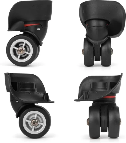 Miniatura 4 de 2 piezas de repuesto de rueda de equipaje, kit de ruedas de viaje negras para reparación de bricolaje, ruedas giratorias de plástico resistente
