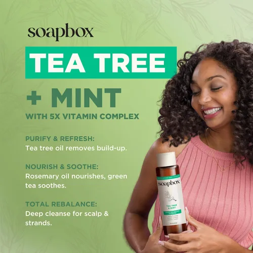 Miniatura 5 de Soapbox Juego de champú y acondicionador de árbol de té, equilibrio del cuero cabelludo con aceite de árbol de té, aceite de jojoba, aloe y manteca