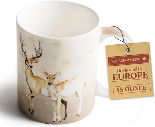 Miniatura 171 de Maison d' Hermine Taza de café con asas, tazas de porcelana fina de hueso, paquete de dos tazas de té para bebidas calientes, capuchino, latte, 015