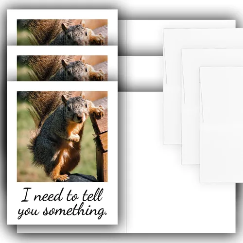 Miniatura 10 de Articulate Squirrel - Tarjeta de felicitación divertida – Interior en blanco – Necesito decirte algo – 1 tarjeta – Sobre de papel kraft