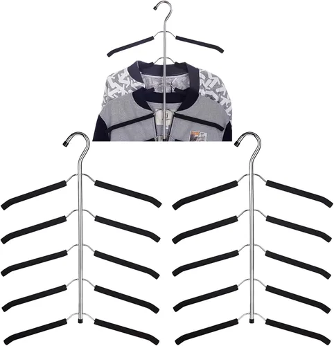 Paquete de 3 perchas 5 en 1 para blusas y árboles, antideslizantes, para ahorrar espacio, colgador de ropa multicapa, colgador de ropa de acero