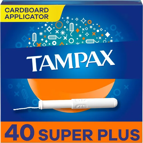 Miniatura 9 de Tampax Tampones de cartón para mujer Super Plus Absorbencia, agarre antideslizante, falda de protección contra fugas, sin perfume, 40